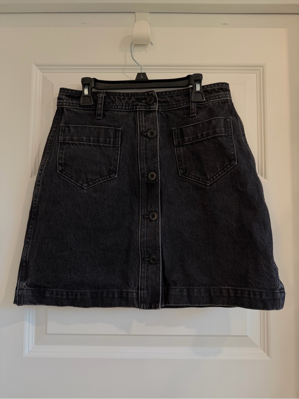 Madewell Button-Front Black Denim Skirt